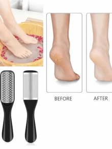 Esfoliante de pés de dupla face, suaviza calcanhares e dedos, remove pele morta e calosidades, ferramenta para cuidados com calcanhares rachados, escova esfoliante portátil para cuidados diários com os pés. - multicolorido - Ver 2