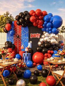 55/105pcs Black, Red, Blue, Silver Balloon Arch Kit, Theme Balloon Garland, Suitable For Baby Shower, Boy's Birthday Party Decor, Theme Party - Multicolor - View 3