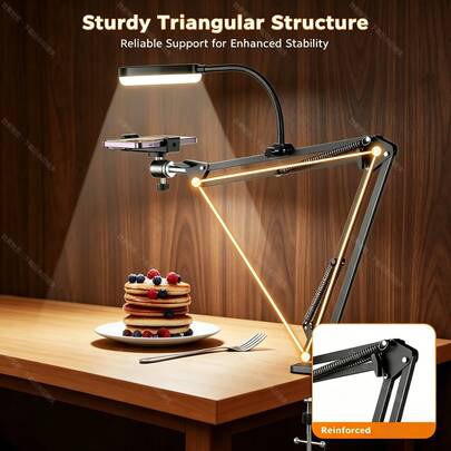 UEGOGO 6" Ring Light Overhead Phone Mount - Adjustable Multi-Angle Arm, Works With Webcams | Ideal For Streaming, Cooking & Content Creation