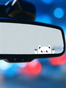 Cute Black Cat Silhouette Mirror Decal, Funny Peeking Cat Sticker For Car Rearview Mirror, Laptop & Phone Decor - A - View 3