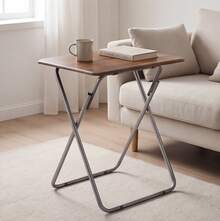 TV Tray: Foldable TV Table, Dining Table With Sturdy Metal Frame, Compact Foldable Snack Tray Table For The Living Room, Sofa, Or Bed, No Assembly Required, Dimensions: 15 X 18.9 Inches (Tan, 1 Piece) - Yellowish Brown - View 3