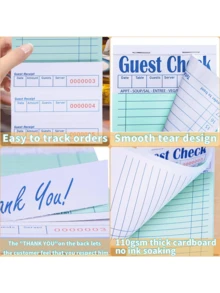 Sổ ghi hóa đơn khách hàng màu hồng (gói 1/4), thích hợp cho bồi bàn, sổ tay phục vụ, giấy lập hóa đơn nhà hàng, 50 tờ/gói, tổng cộng 200 tờ. - Nhiều màu - Xem 9