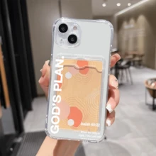 1 unidad Texto blanco minimalista vertical citas Funda para galaxy S23, protección anticaída con airbag reforzado en las cuatro esquinas, tarjetero invisible integrado en la parte trasera, compatible para tarjeta personal, carnet de conducir, tarjeta de acceso y tarjeta de transporte, funda protectora antigolpes portátil con ranura para tarjetas, diseño sencillo y elegante, ideal para uso diario, desplazamientos y viajes - transparente - Ver 2