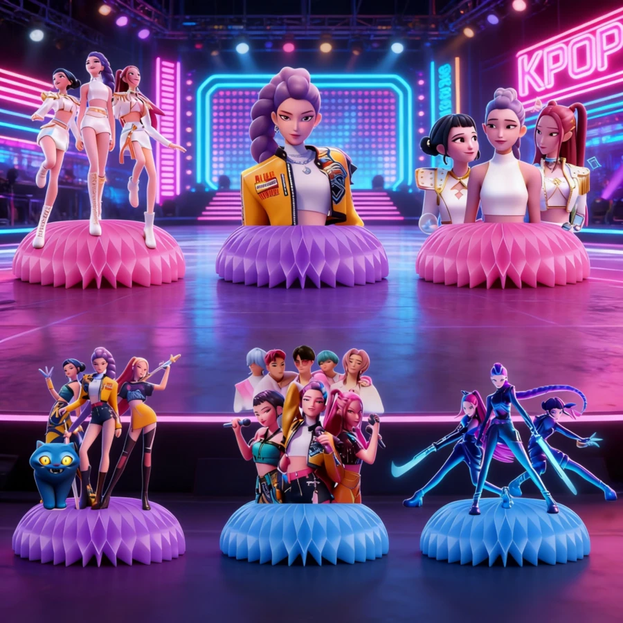 DOBBLE 6件套 2026新款 K-POP 女巫组合生日派对蜂窝装饰道具拍照装饰用品 K-POP 主题派对服装 - 彩色 - 查看 1