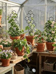 Rust-Resistant Plastic Honeycomb Column Trellis, Suitable For Potted Vines And Flowers, Indoor And Outdoor Garden Space-Saving Support Rack - Multicolor - View 6