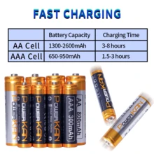 Set Isi Ulang PowerKAN: Charger Pintar N6 (6 Slot, USB 5V/2A) dan 8 buah Baterai Isi Ulang Ni-MH 300mAh 1.2V. Kinerja Tinggi, Dapat Digunakan Kembali, Sangat Cocok untuk Perangkat Rumah Tangga. - Ya - View 5