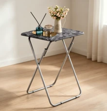Portable Folding TV Tray/TV Trays Foldable Dinner Snack Trays Table, Portable Foldable Table Small Sofa Bedside Tables With Light Weight, 15 X 18.9 X 26 In(Black Marble,1PC) - 黑色大理石 - 查看 1