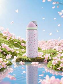 OwaIa Light Pink Cherry Blossom Pattern Large Capacity Stainless Steel Water Bottle,32oz/945ml,With A Straw,Exquisite Appearance,Keeps Drinks Hot Or Cold,Can Hold Iced Drinks And Water,Suitable For Leisure,Work,Sports,Indoors And Outdoors,Suitable For Students And Office Workers,As A Gift - Màu Hồng baby - Xem 4