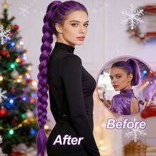 26 Inch Purple Braided Wig For Kids, Suitable For Children's Costume Party, Christmas Party - Purple DIY Hair Bulk - View 5