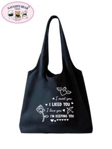 Modische, minimalistische und vielseitige Shopper-Tasche mit Buchstaben-Muster für Frauen - Schwarz - Übersicht 6