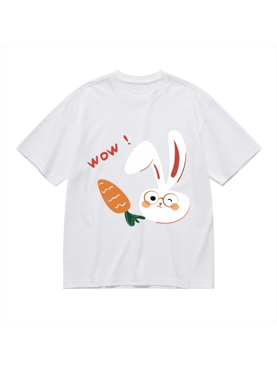 Camiseta unisex estampada nueva de 2026, disponible en blanco y negro, prenda informal de algodón para verano - Blanco - Ver 1