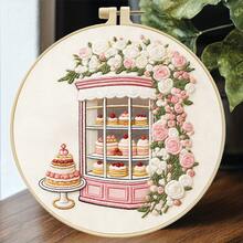 INS Style Embroidery DIY Kit, Multiple Themes Available Such As Clothing Workshop, Cafe, Farm, Etc. Includes Embroidery Hoop, 3D Embroidery Home Decor Accents - Multicolor - View 9