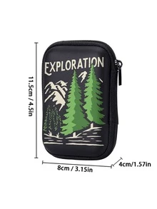 Pine Pattern EVA Hard Shell 4.3 Inch Compact Storage Box - Travel Protective Storage Bag, Suitable For Electronic Accessories, Earphones, Hard Drives And Data Cables; Shockproof Zipper Pouch (Storage Box Only). - Multicolor - View 10