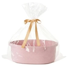 1pc Woven Gift Basket With Bag And Ribbon - Ideal For Gifting To Moms, Baby Showers, Birthdays And Raffles - Can Be Used To Store Dog Toys Or As A Rope Storage Basket On Shelves. Available In Multiple Colors - Multicolor - View 3