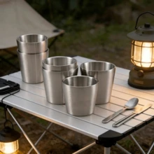 Bình nước giữ nhiệt chân không hai lớp bằng thép không gỉ, dung tích 175ml/260ml/300ml, có thể xếp chồng lên nhau, thích hợp cho tiệc tùng, quán bar, du lịch, cắm trại. - Bạc - Xem 9