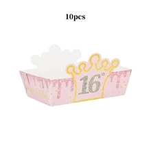 10個/30個/60個 Sweet 16 生日派對紙製零食托盤，16歲生日粉金色亮片皇冠洋芋片爆米花點心盒紙製糖果容器，4.7x3.1x1.5 英吋 Happy Birthday 派對主題派對用品，16歲生日裝飾 - 多色 - 查看 8