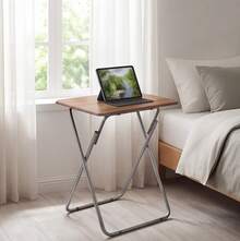 TV Tray: Foldable TV Table, Dining Table With Sturdy Metal Frame, Compact Foldable Snack Tray Table For The Living Room, Sofa, Or Bed, No Assembly Required, Dimensions: 15 X 18.9 Inches (Tan, 1 Piece) - Yellowish Brown - View 4