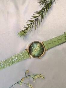 4pcs/Set Elegant Leaf Pattern Dial Quartz Watch Set For Women - one-size - View 4