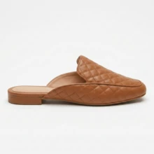Women's Mule Flat Shoe With Quilted Detail, Open Back, Comfortable And Soft For Everyday Wear - Lạc đà - Xem 3