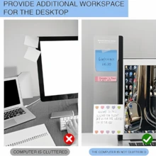 1/2 piezas Soporte adhesivo para notas adhesivas lateral del monitor, estante de almacenamiento de notas adhesivas lateral de la pantalla de la computadora, accesorio de escritorio de oficina, vuelta a la escuela - A - Ver 3