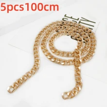 Metal Flat Chain Strap, Wallet Chain, Shoulder Bag Chain Replacement Accessory - Gold - View 14