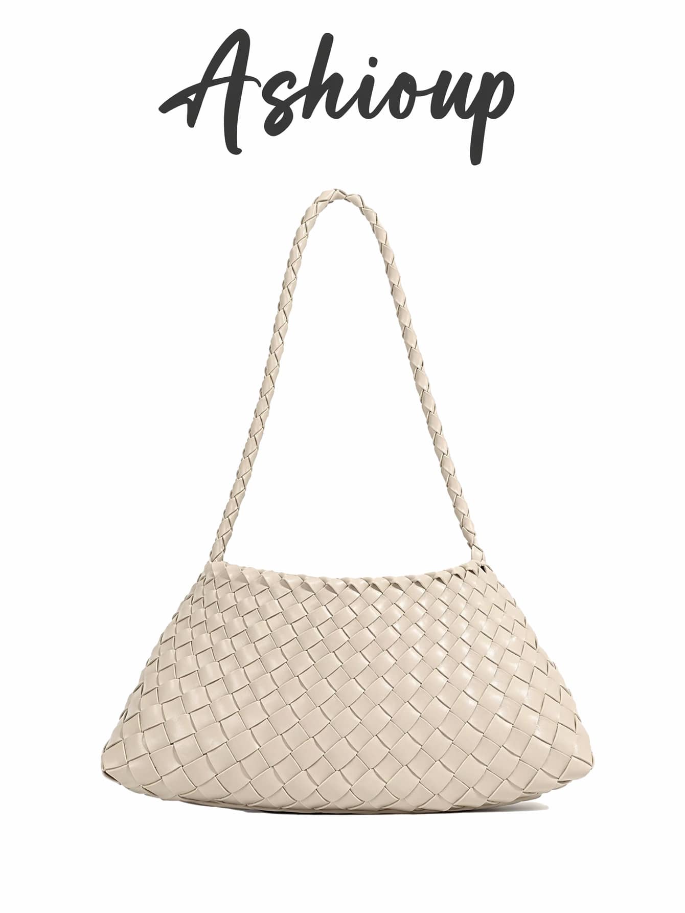 French PU Leather Woven Shoulder Bag, Underarm Bag, Vintage Vegetable Tanned Leather Handbag, Crossbody Bag, Commuter Underarm Bag For Women - Beige - View 1