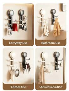 1pc Jewelry Hanger, Rotating Entryway Key Holder Creative Wall Mount Organizer, New Swivel Hook, Vacuum Suction Cup Hook For Towel, Umbrella, Key Storage In Living Room, Kitchen, Bathroom - Durable And Strong Suction - Multicolor - View 9