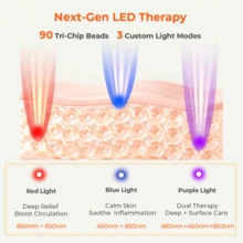 Red Light Therapy For Body – 90 LEDs (660/850/460nm), Wearable Infrared & Blue Light Therapy Pad (13"X7.3") For Pain Relief & Muscle Recovery, FSA Eligible HSA – 27 Customizable Options (Corded) - View 4