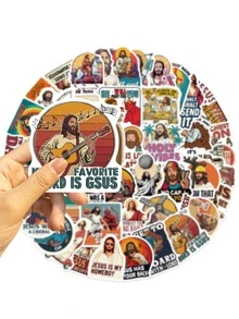 50pcs Funny Jesus Stickers, Creative Gift Stickers, Suitable For Tablet Computer, Notebook, Phone Case, Notebooks, Etc. - Multicolor - View 5