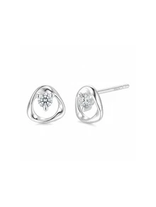 Bông tai bạc 925 đính đá Cubic Zirconia hồng hình hoa, bông tai vòng mạ vàng đính đá Cubic Zirconia hình bầu dục, trang sức lãng mạn ít gây dị ứng dành cho phụ nữ, kèm hộp quà. - Bạch kim - Xem 1