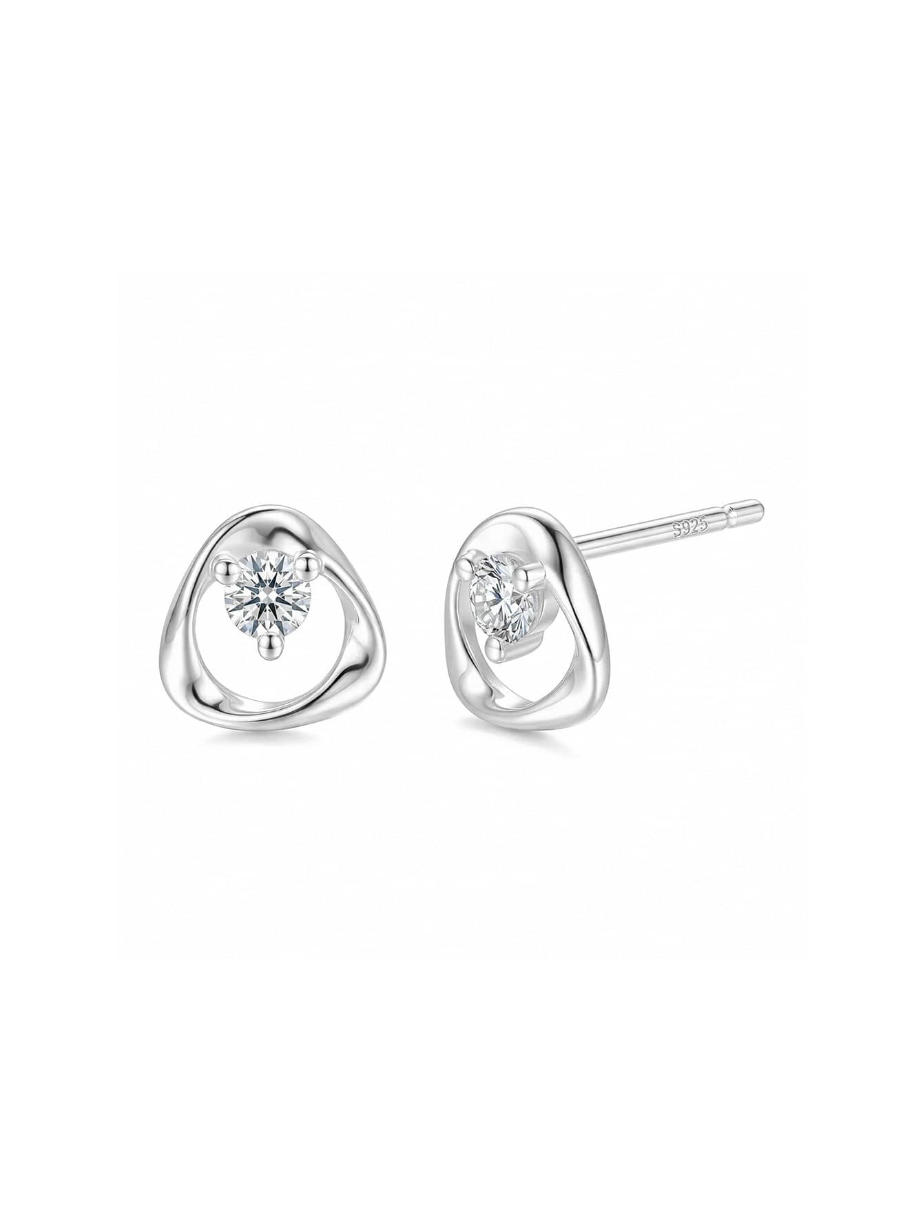 Bông tai bạc 925 đính đá Cubic Zirconia hồng hình hoa, bông tai vòng mạ vàng đính đá Cubic Zirconia hình bầu dục, trang sức lãng mạn ít gây dị ứng dành cho phụ nữ, kèm hộp quà. - Bạch kim - Xem 1