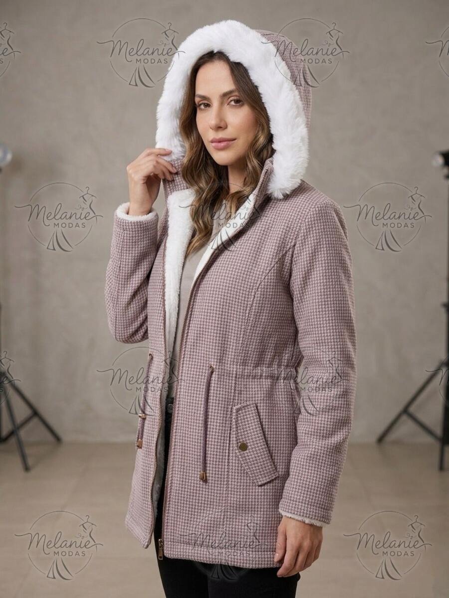 Women's Reversible Lined Parka Jacket With Fleece And Removable Hood - Màu Lilac Tím - Xem 1