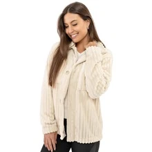 Teddy Jacket, Women's Plush Winter Coat With Buttons - 白色 - 查看 2