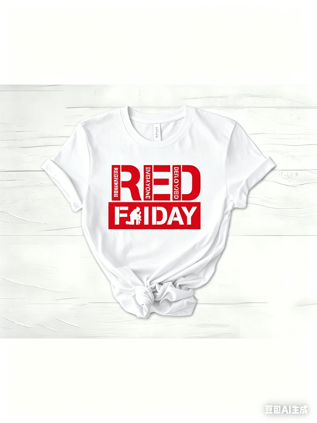 May 5th Day Casual T-Shirt 100% Cotton Women's Summer Top. On Fridays We Wear Red Shirts, We Wear Red To Remember Everyone's Deployment. American Flag American Veterans T-Shirt, American Flag T-Shirt 180g Breathable Cotton Tee, All Match - 白色 - 查看 1
