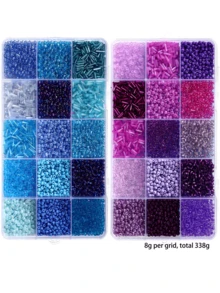 2 Boxes 30 Colors Glass Seed & Tube Beads For DIY Jewelry Making - A - View 13