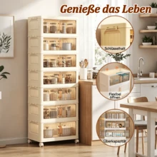 Dorm & Bedroom Essential Foldable Storage Bins with Lids, Stackable Plastic Containers with Doors, Portable Closet Storage Organizer for Household Use(50 Model) - 50 cm breit, 5 Lagen - Übersicht 8