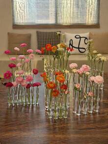 6pcs Transparent Household Test Tube Vases, Hydroponic Flower Pots, For Home Decor Vases, Holiday Gift, Stylish Glass Decorative Items, Fresh Flowers, Hydroponic Plant Containers, Decorative Vase Set For Home Arrangements - A - View 2