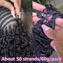Feather Crochet Human Hair Burmese Curly Crochet Feather Tip Extensions Human Hair 60g Pre-Separated Naturally Bouncy Kinky Curly Texture Human Hair For Braiding - Natural Black - Xem 1