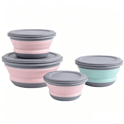 Foldable Travel Bowl, Portable Collapsible Silicone Food Bowl, Lightweight Foldable Outdoor Camping Bowl, Unbreakable Compressed Lunch Box, Leak-Proof Reusable Dinner Container, Suitable For Hiking, Picnic, Travel, Outdoor Camping, Emergency And Daily Use