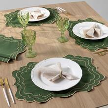 American-Style Placemat Set With Embroidered Charger Plates And Simple Napkins. Table Setting Kit With Simple Napkins. - Verona Musgo - Ver 3