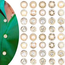 10pcs Anti-Slip Buttons, Dress Waist Adjuster Clips, Pearl Brooch Pins, No-Sew Buttons - White - View 3