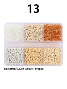 1440顆 3mm 多款玻璃種子珠，波希米亞圓形迷你玻璃珠與隔珠散珠，DIY 手工藝用品，適用於手工手鍊、項鍊、耳環、手機吊飾和友誼手鍊，珠寶愛好者的理想手工禮物材料 - A - 查看 15