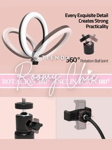 ROOMY CHIC Aro De Luz Led 26 Cm Cámara De Luz De Anillo Led De 10 Pulgadas Gran Luz De Anillo Con Tripie 2.10 Metros De Alto Portátil Para Estudio De Video De Maquillaje Para Fotos Profesionales Selfie Aro Para Selfies Lámpara Aro Para Celular Aro De Luz Led 10 Pulgadas 3 Tonos Luz Blanca, Luz Cálida Y Luz Natural Intensidad de Luz Regulable Rotación 360º Inclinación 180º Con Soporte Universal Para Celular Móviles & Accesorios Fotografía y accesorios para teléfonos móviles Flashes Externos para Móviles y Luces para Selfies - ARO 10 PULGADAS - Ver 3
