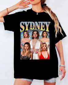 Euphoria Fan T-Shirt, Sydney Sweeney Multi-Pose Collage With Signature Print, Loose Fit Streetwear Tee - Black - View 7