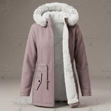 Women's Reversible Lined Parka Jacket With Fleece And Removable Hood - Màu Lilac Tím - Xem 3