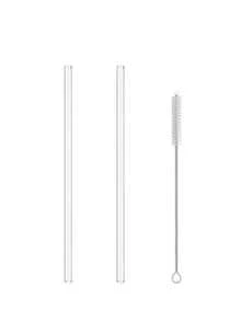 2/4/6pcs Set Of Extra Long Glass Straws, 12.2in Length (Includes Cleaning Brush), Suitable For Large Cups, Minimalist Straight Design, Fits Daily Water, Coffee, Milk Tea, & Durable, Easy To Clean - View 8