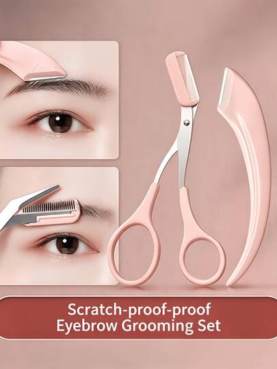 Dao cạo lông mày 2 trong 1 cải tiến kèm lược, dao cạo mặt góc cong, máy tỉa lông mày chính xác cải tiến, lưỡi dao chống trầy xước, dụng cụ làm đẹp cầm tay, phụ kiện làm đẹp hàng ngày dành cho cả nam và nữ, vật dụng cần thiết khi đi du lịch, vật dụng trang điểm hàng ngày giá cả phải chăng