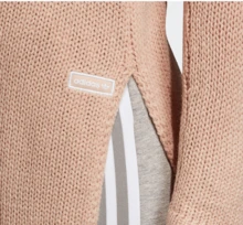 Adidas 针织侧开衩套头毛衣，女士时尚舒适休闲运动修身套头毛衣 FN2795 - 卡其色 - 查看 4