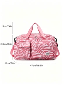 Cow, Leopard, Zebra Print, Duffle Bag, Travel Bag, Luggage Bag, Large Capacity, Dry And Wet Separation, For Business, For Travel, For Hospital, Nylon Pink For Suitcase Overnight Bag Gym Bag Weekend Bag Duffel Bag Carry On Bag College Bag Luggage Bags Weekender Bag Bag For School School Accessories School Stuff - 粉色 - 查看 5