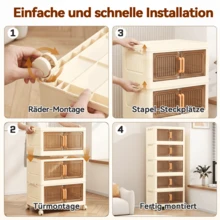 Dorm & Bedroom Essential Foldable Storage Bins with Lids, Stackable Plastic Containers with Doors, Portable Closet Storage Organizer for Household Use(50 Model) - 50 cm breit, 5 Lagen - Übersicht 2